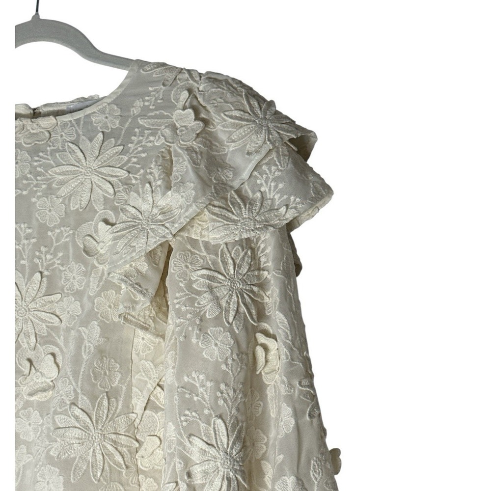 House of Harlow Top Women's Small 3D Floral Lace Embroider Balloon Sleeve - Picture 7 of 9
